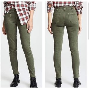 Paige Hoxton Green Raw Ankle Crop Skinny Jeans